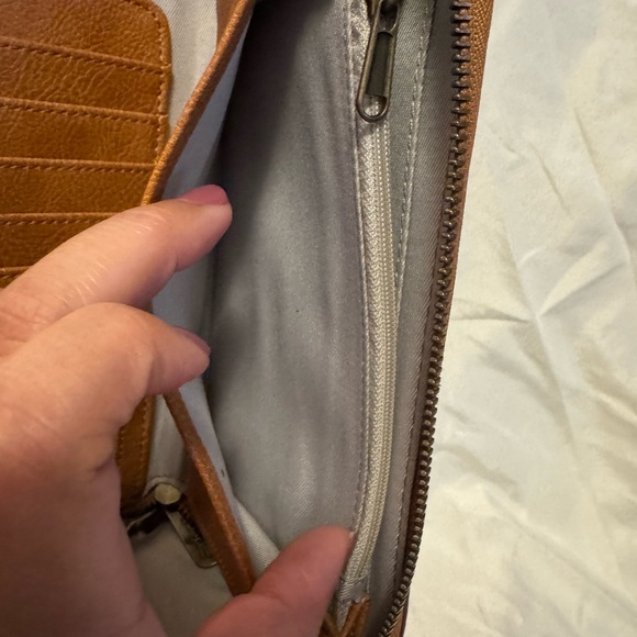 Burgundy Floral Print Zip-Around Wallet with Wristlet - Picture 4 of 5